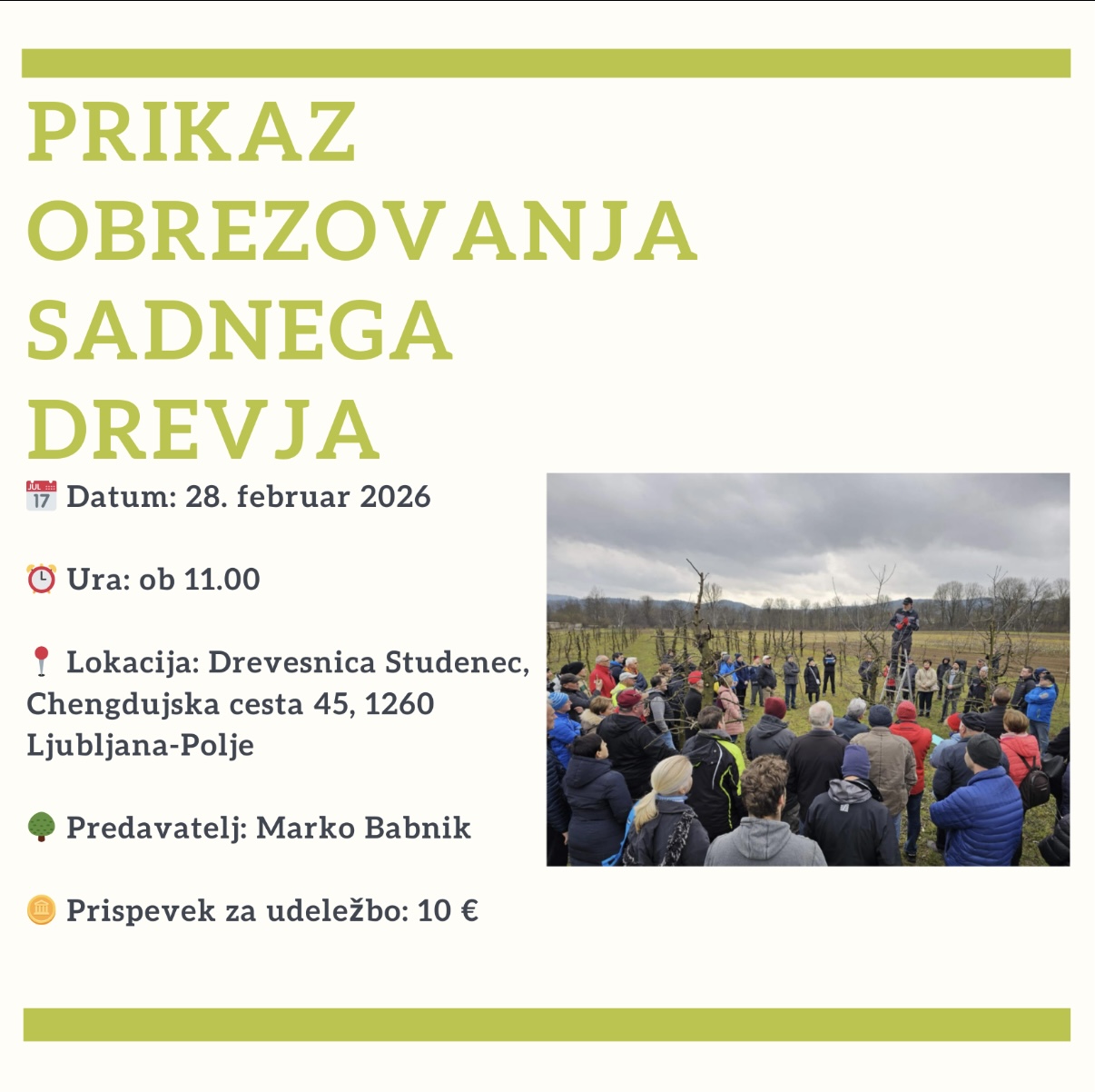 Prikaz obrezovanja sadnega drevja - 28. februar 2026